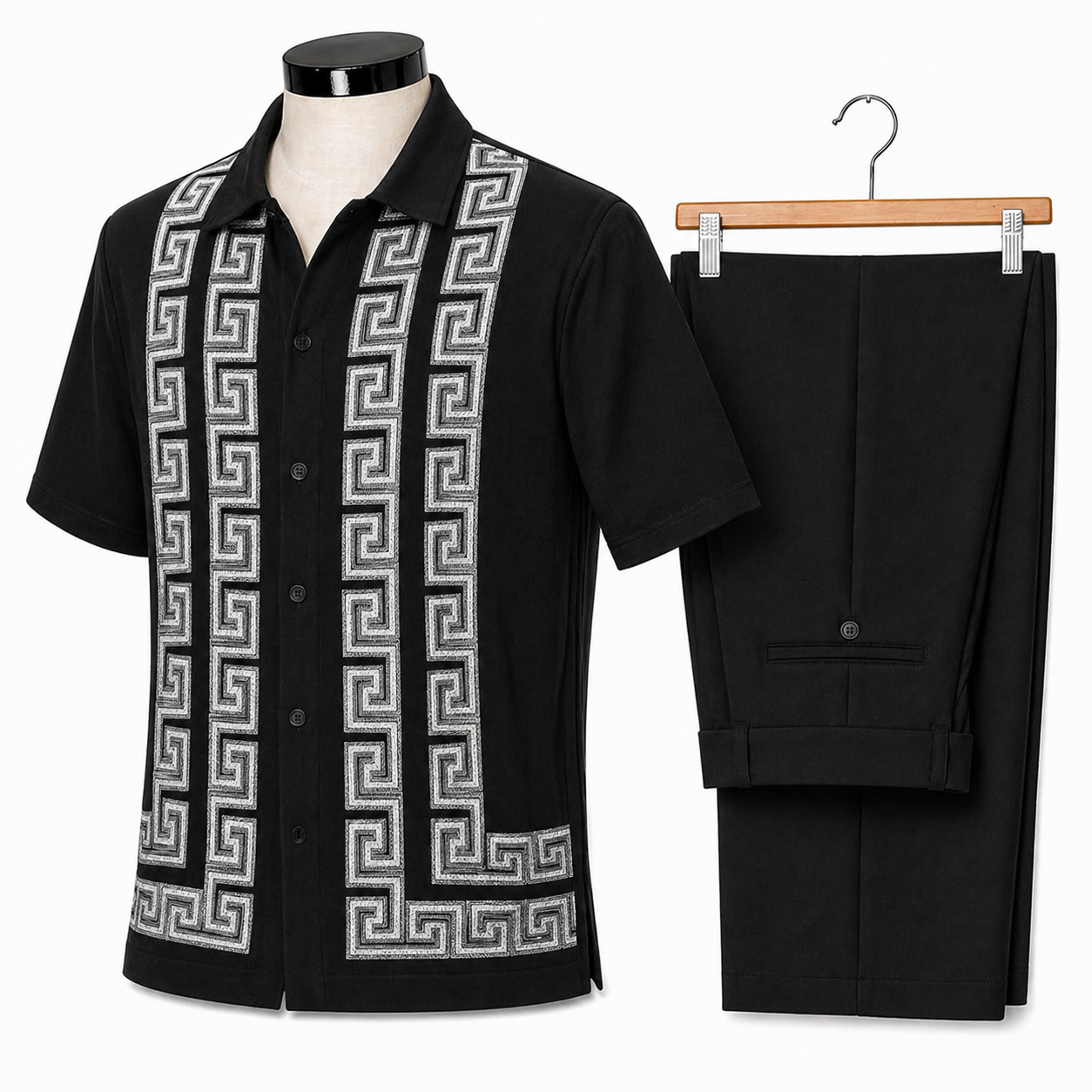 Silversilk Men’s 2-Piece Walking Suit – Knit Set – Black 21019