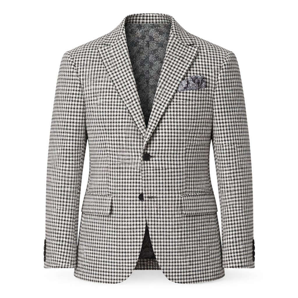 Inserch Linen Houndstooth Blazer – Black & White Sport Coat – Modern Fit