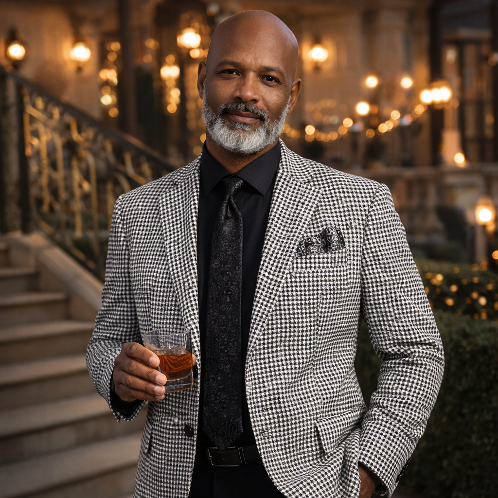 Inserch Linen Houndstooth Blazer – Black & White Sport Coat – Modern Fit