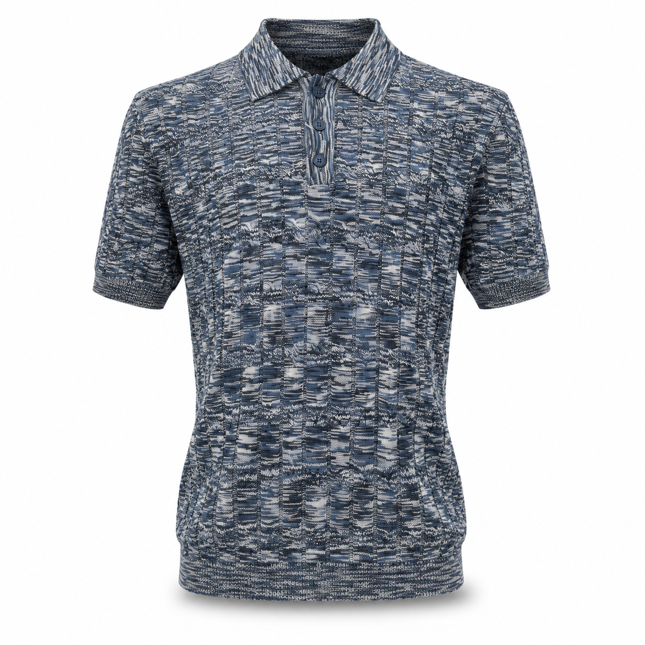 Stacy Adams Zip Knit Polo – Relaxed Fit Navy/Gray 21057