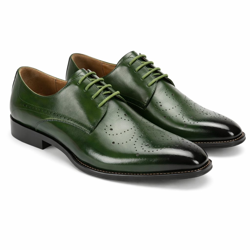Giovanni Joel Men’s Calfskin Leather Shoe – Green