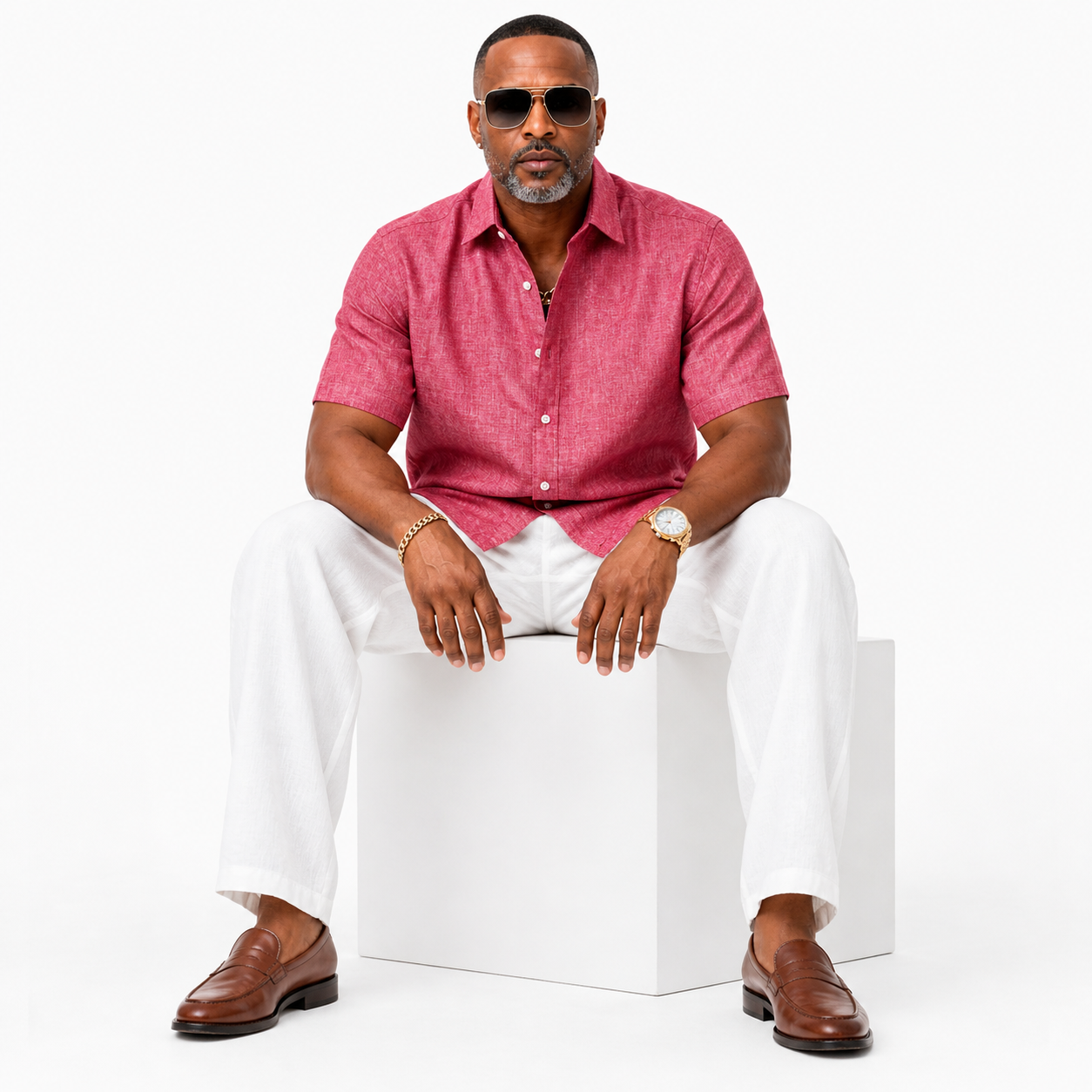 Inserch Premium Linen Shirt Red 7172