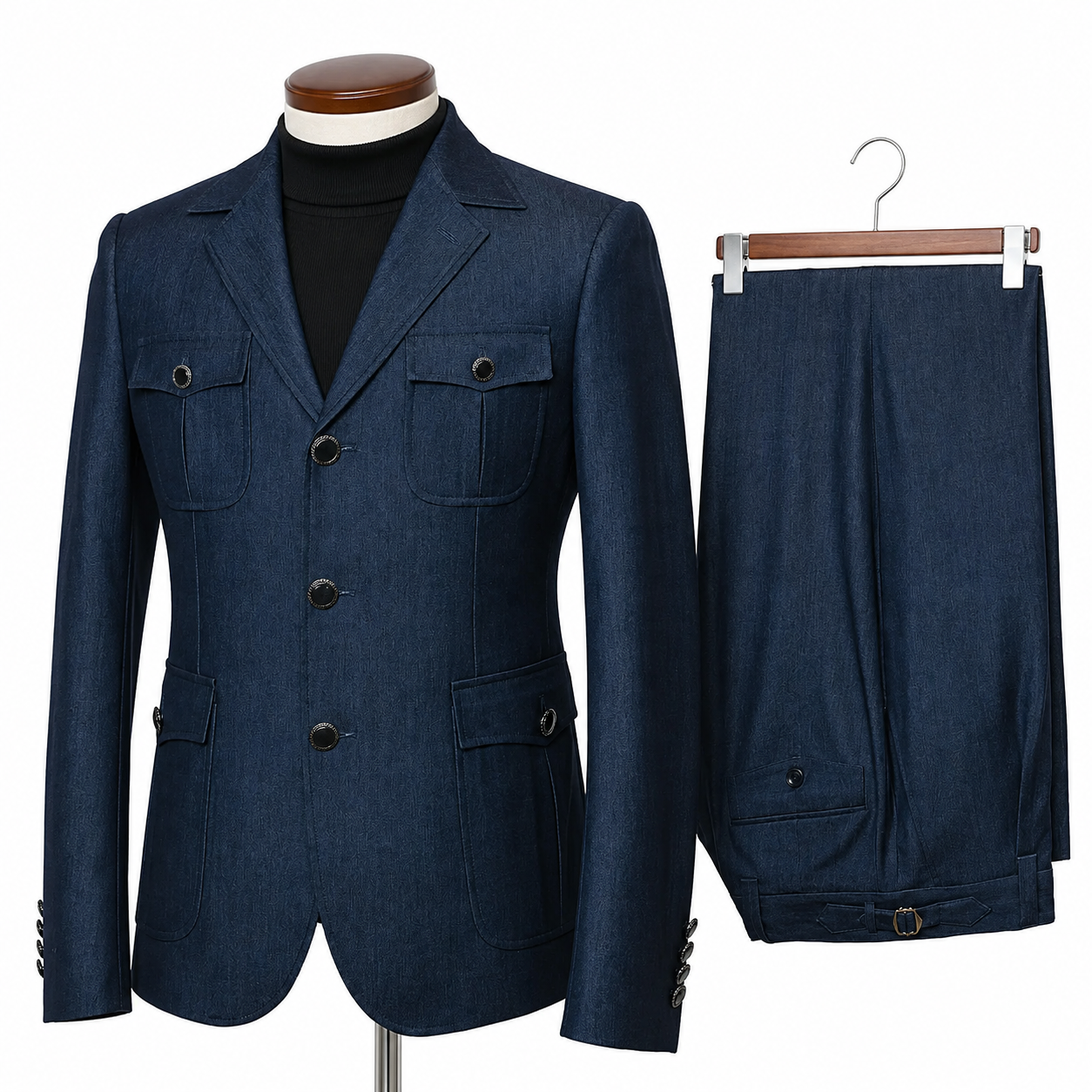 Rossi Man Safari Men's Modern Fit Suit - BlueRM1984