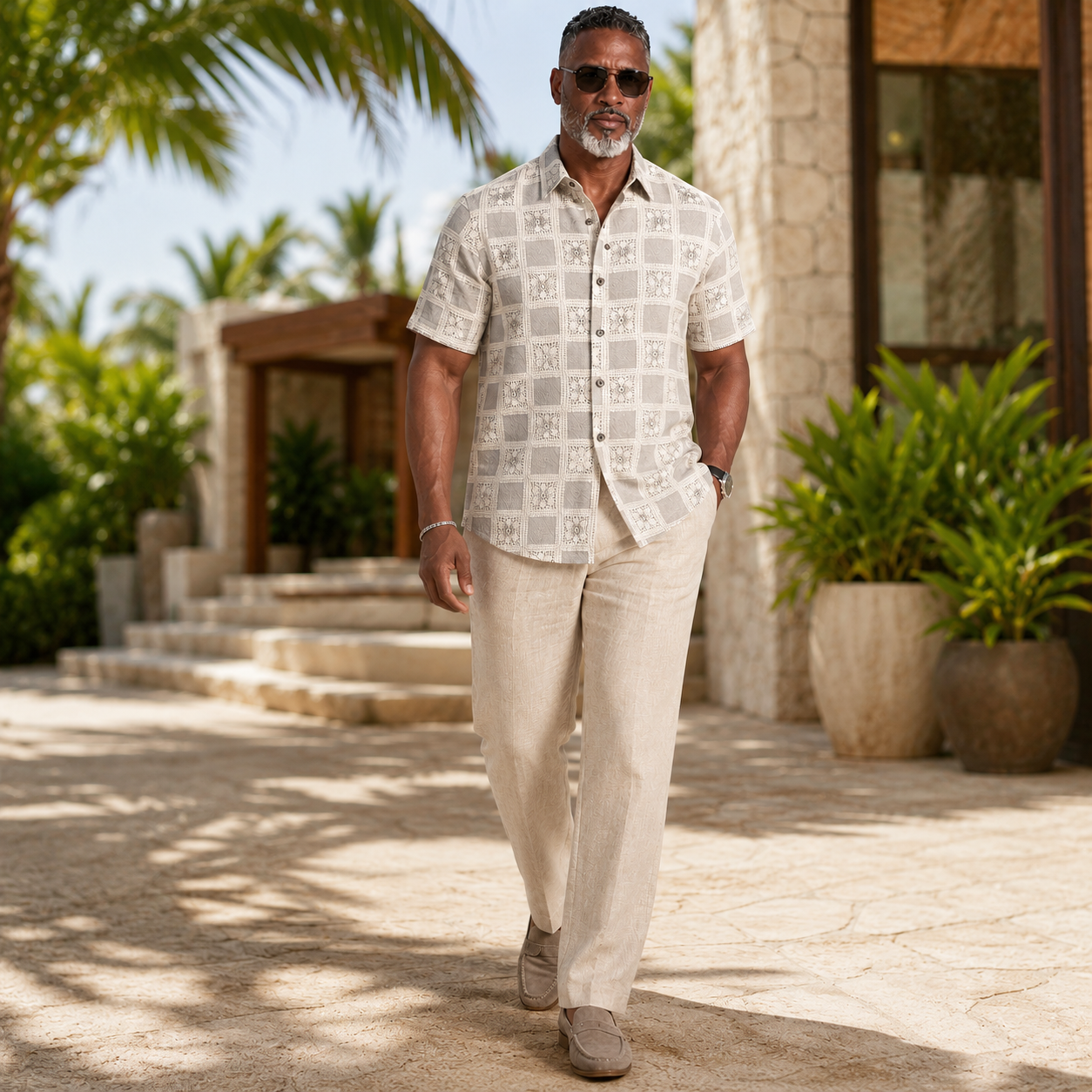 Lanzino Luxe Men's Shirt - Gray Oatmeal