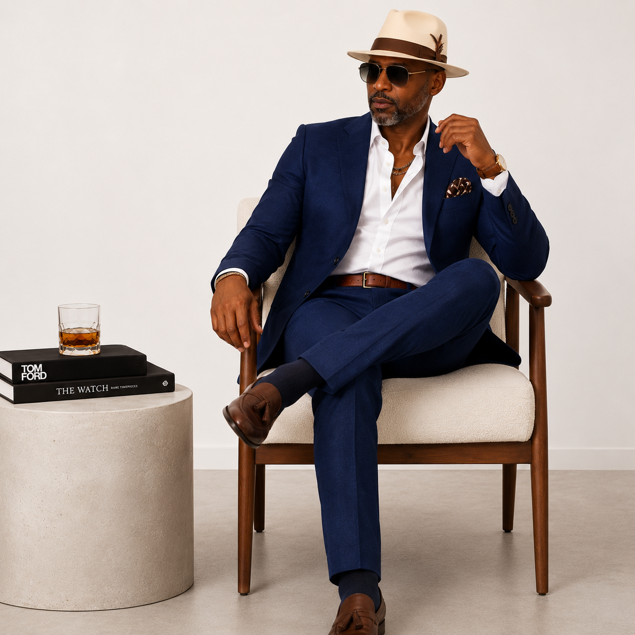 Inserch Men's Premium Linen Suit Navy
