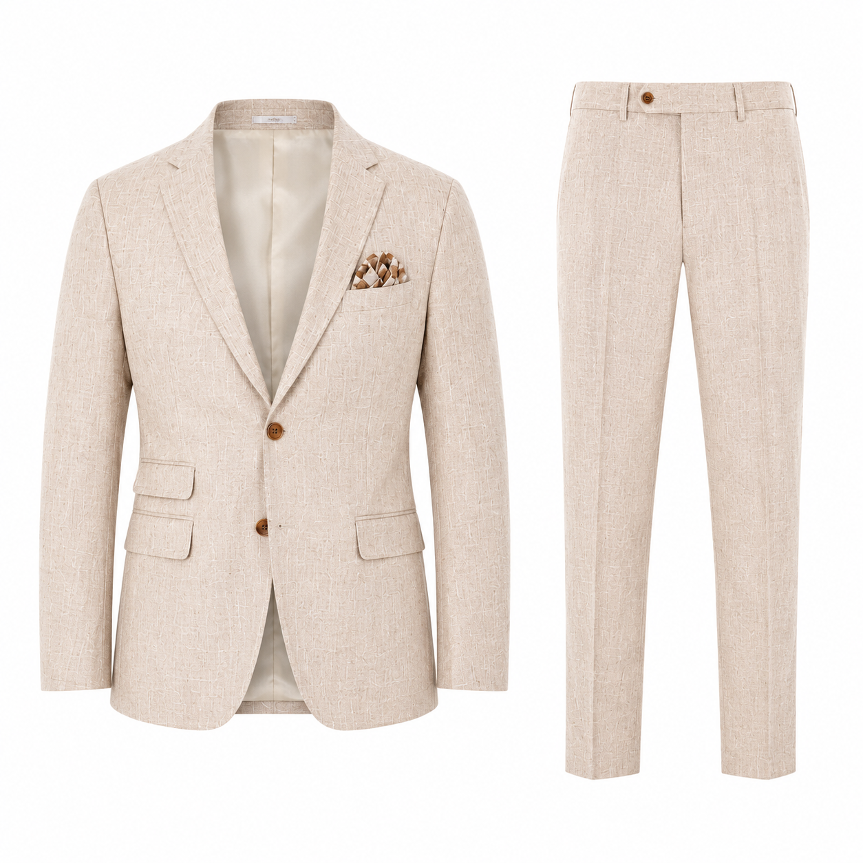 Inserch Men's Premium Linen Suit Oatmeal