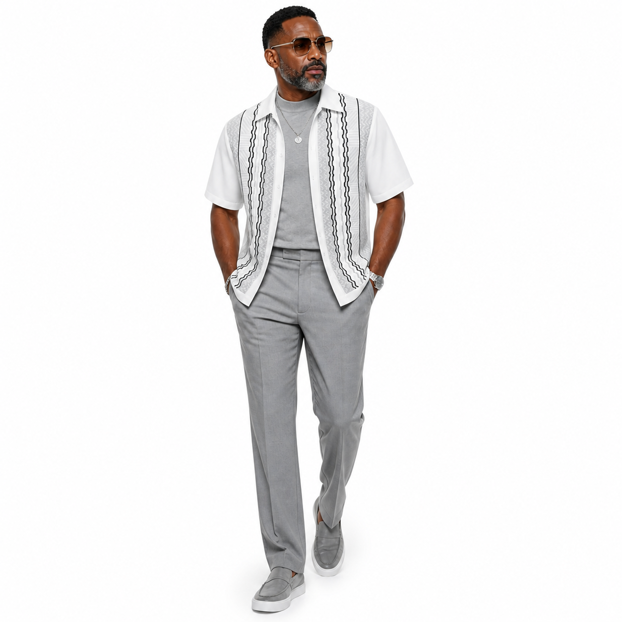 Silversilk Men’s 2-Piece Walking Suit – Knit Set – Gray 21015