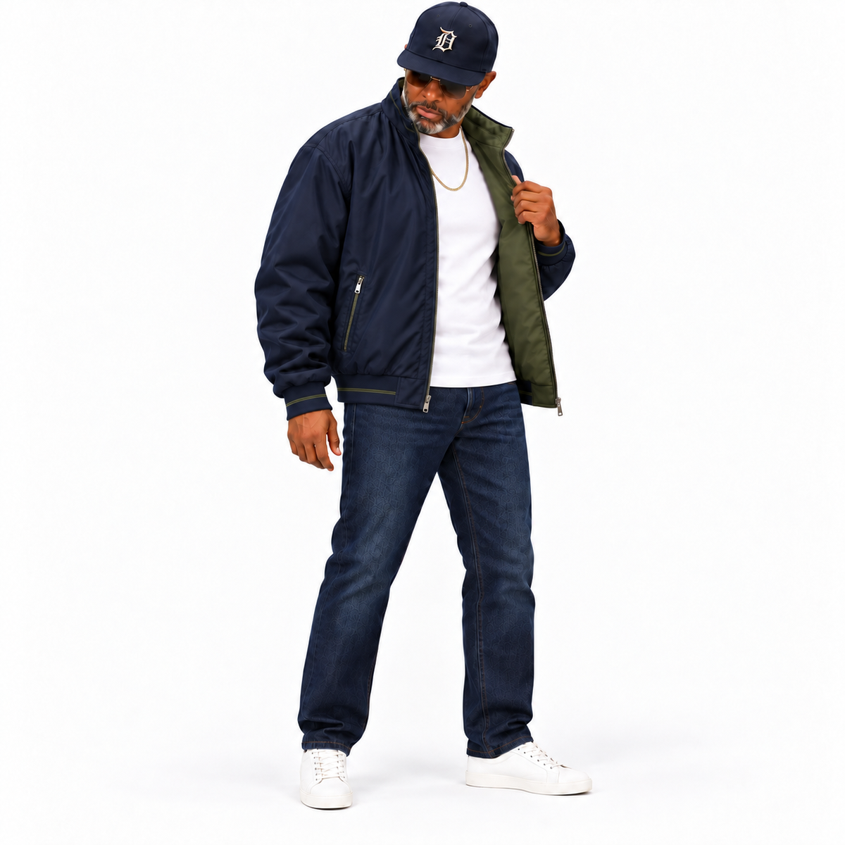 Enzo Reversible Car Coat Olive/Navy