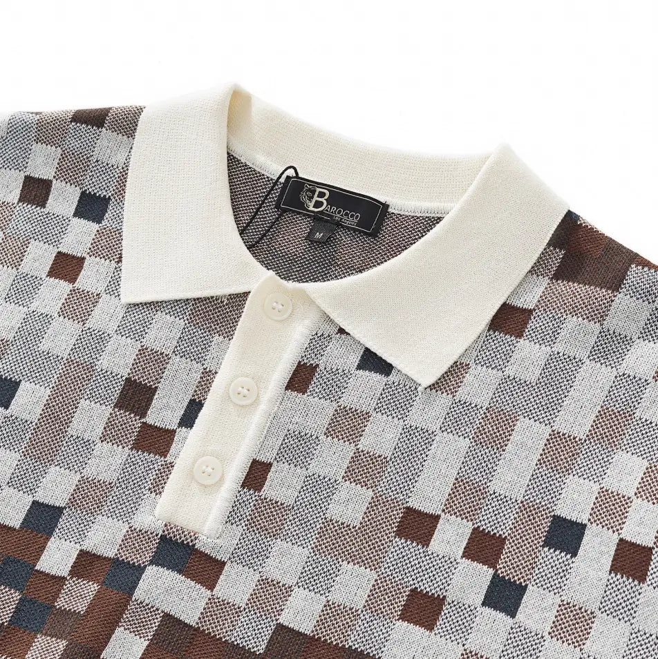 Pixel Fade Knit Polo WHITE