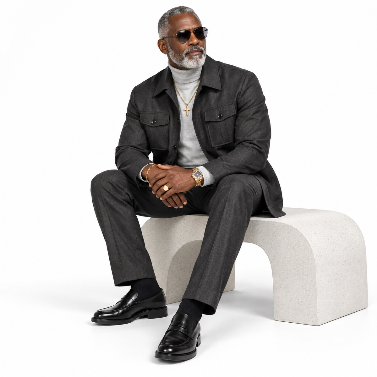Robert Lewis Safari Jacket & Pant Set - Gunmetal Black