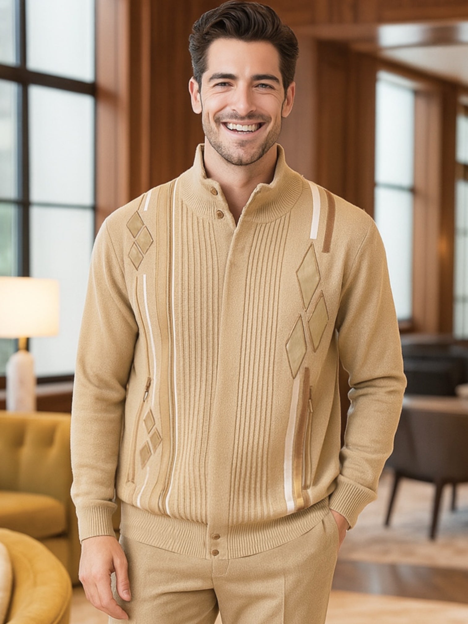 Silversilk Sweater Jacket (Tan) 11009