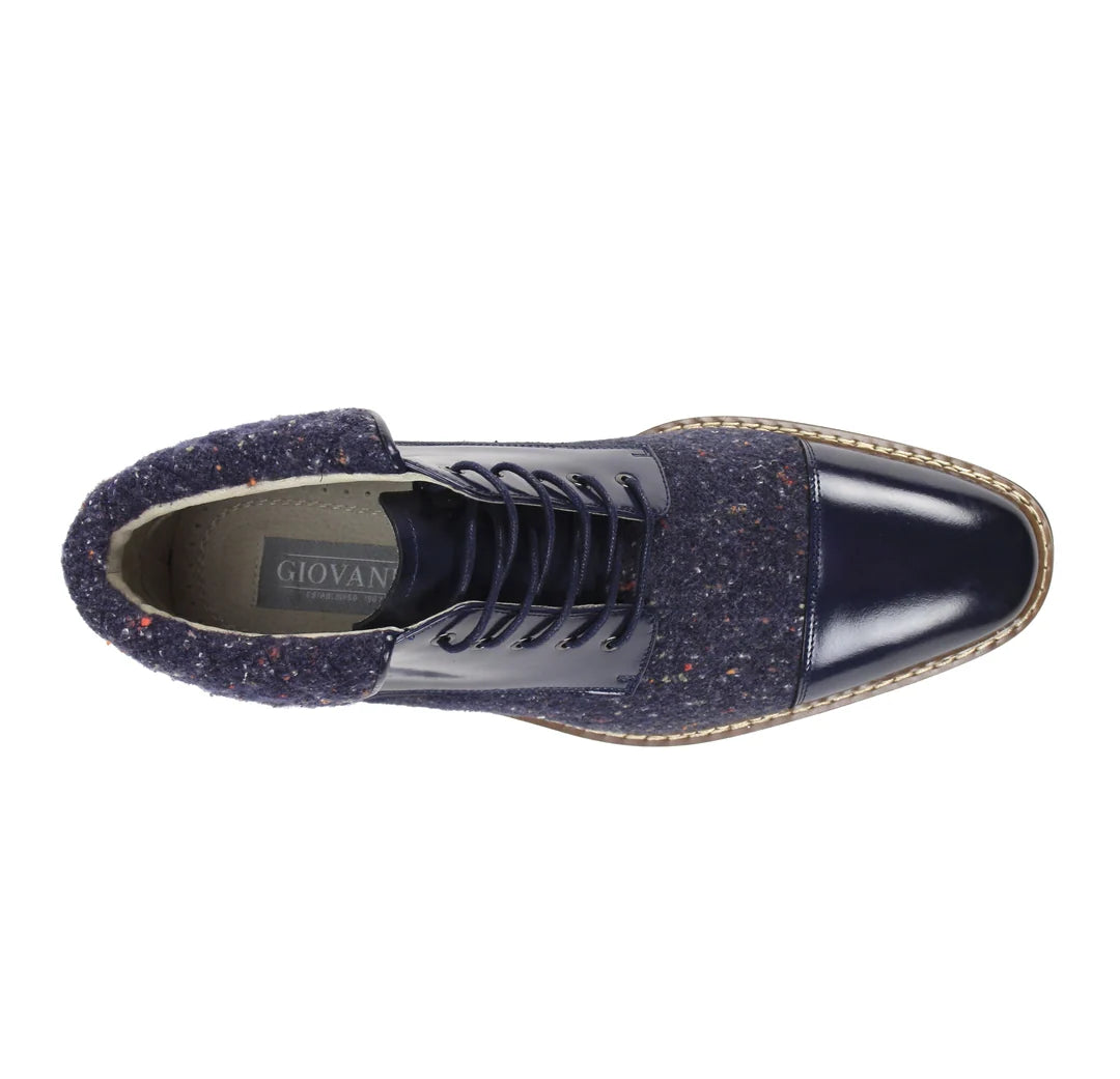 Giovanni Stuart Textured Cap Toe Leather Boots – Navy
