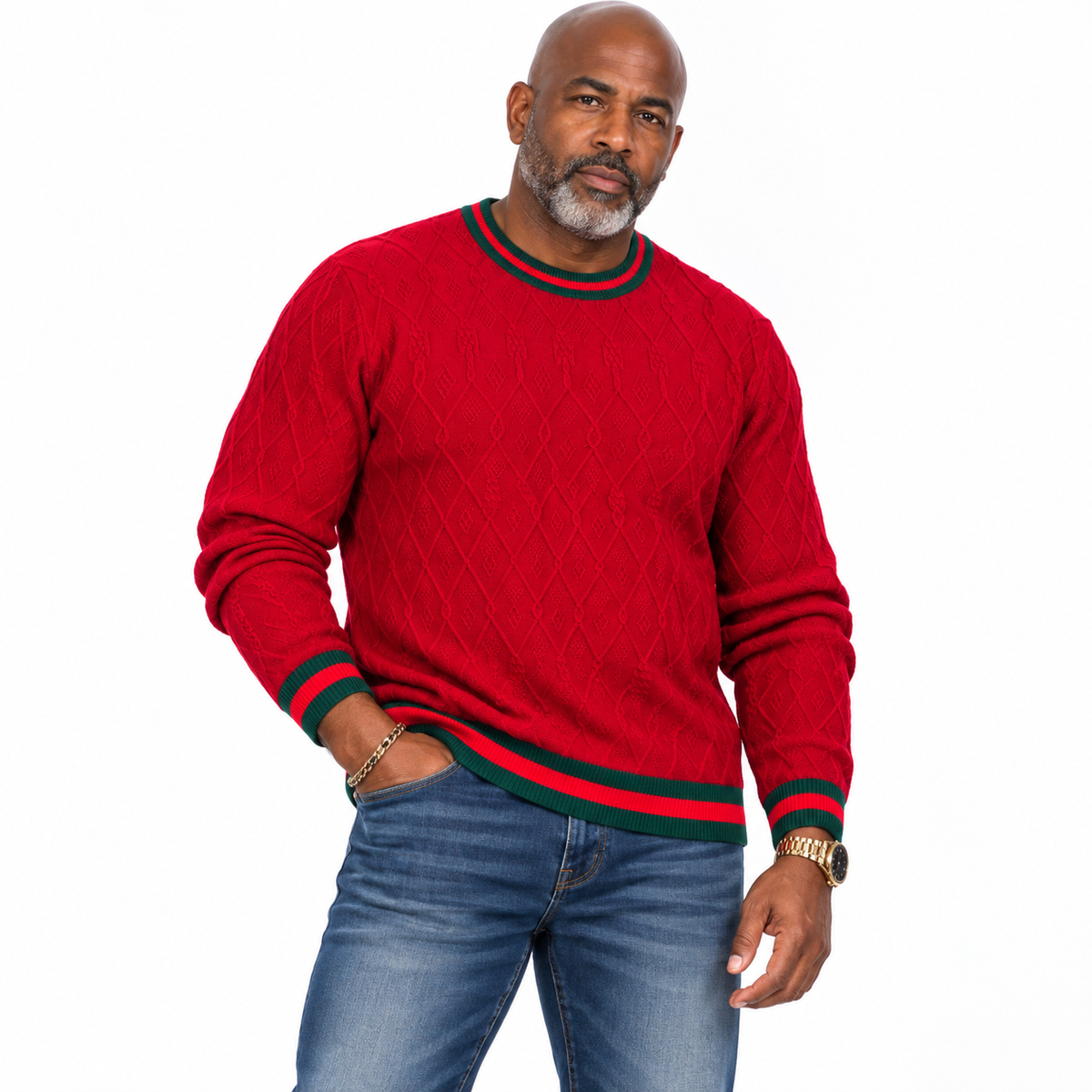 Prestige Crewneck Sweater (Red/Green/Black) 430