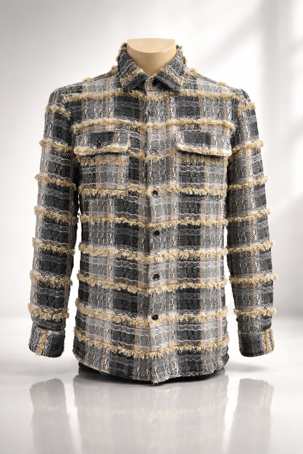 Lanzino Luxury Shirt Jacket (Black/Gray/Taupe)