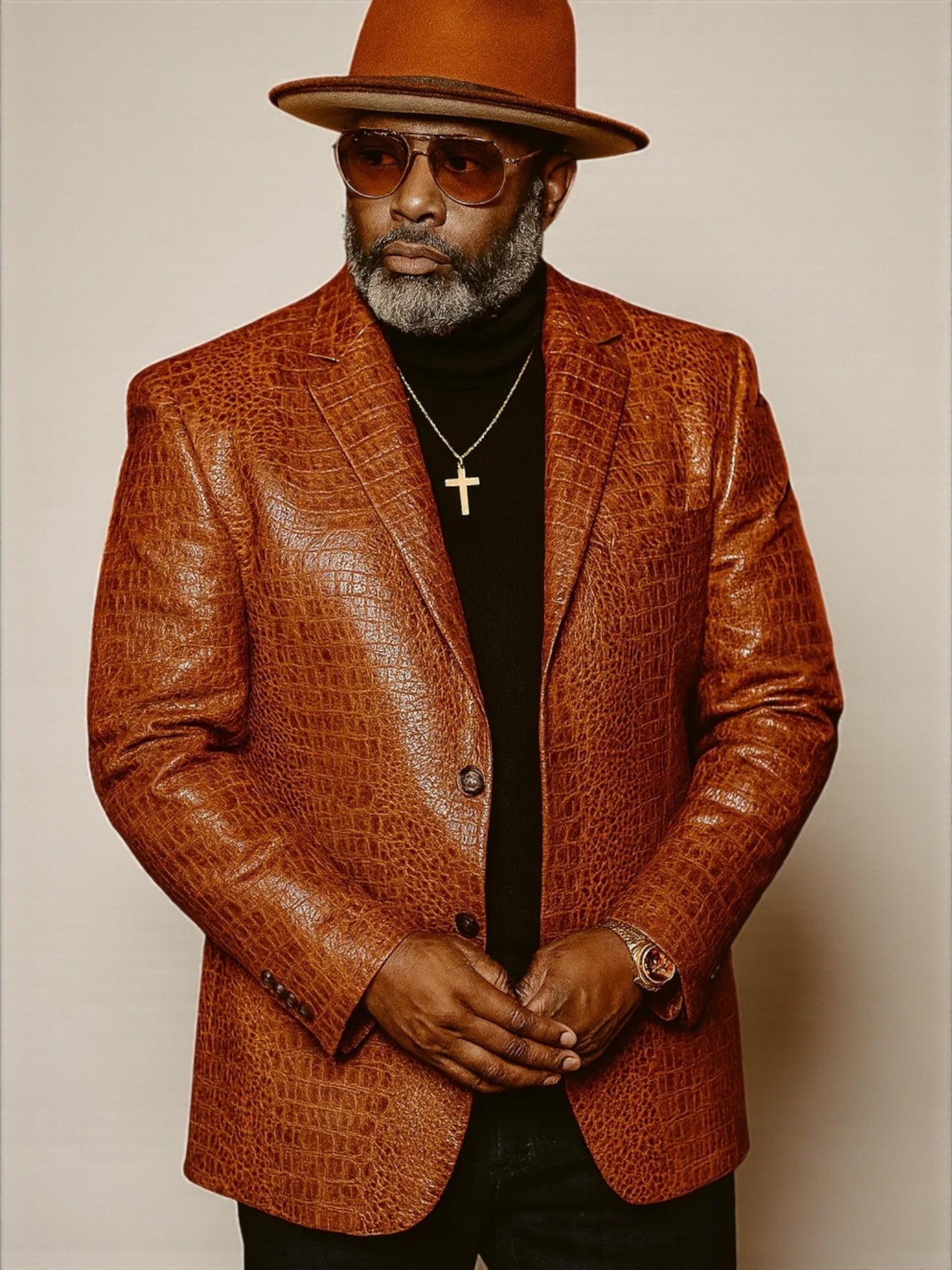 Croco Printed "King" Blazer (Cognac)