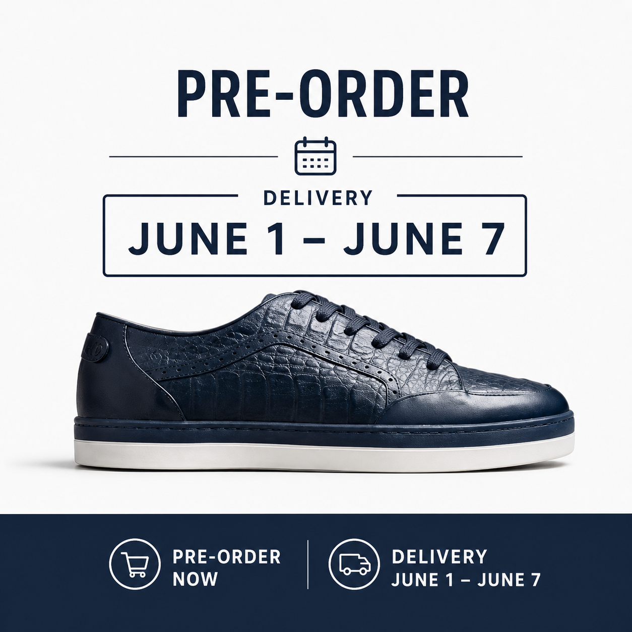 Pre-Order Giovanni Timo Men’s Croco Print Leather Sneaker - Blue