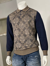 Cigar Couture "Vango" Sweater (Navy/Tan) 307
