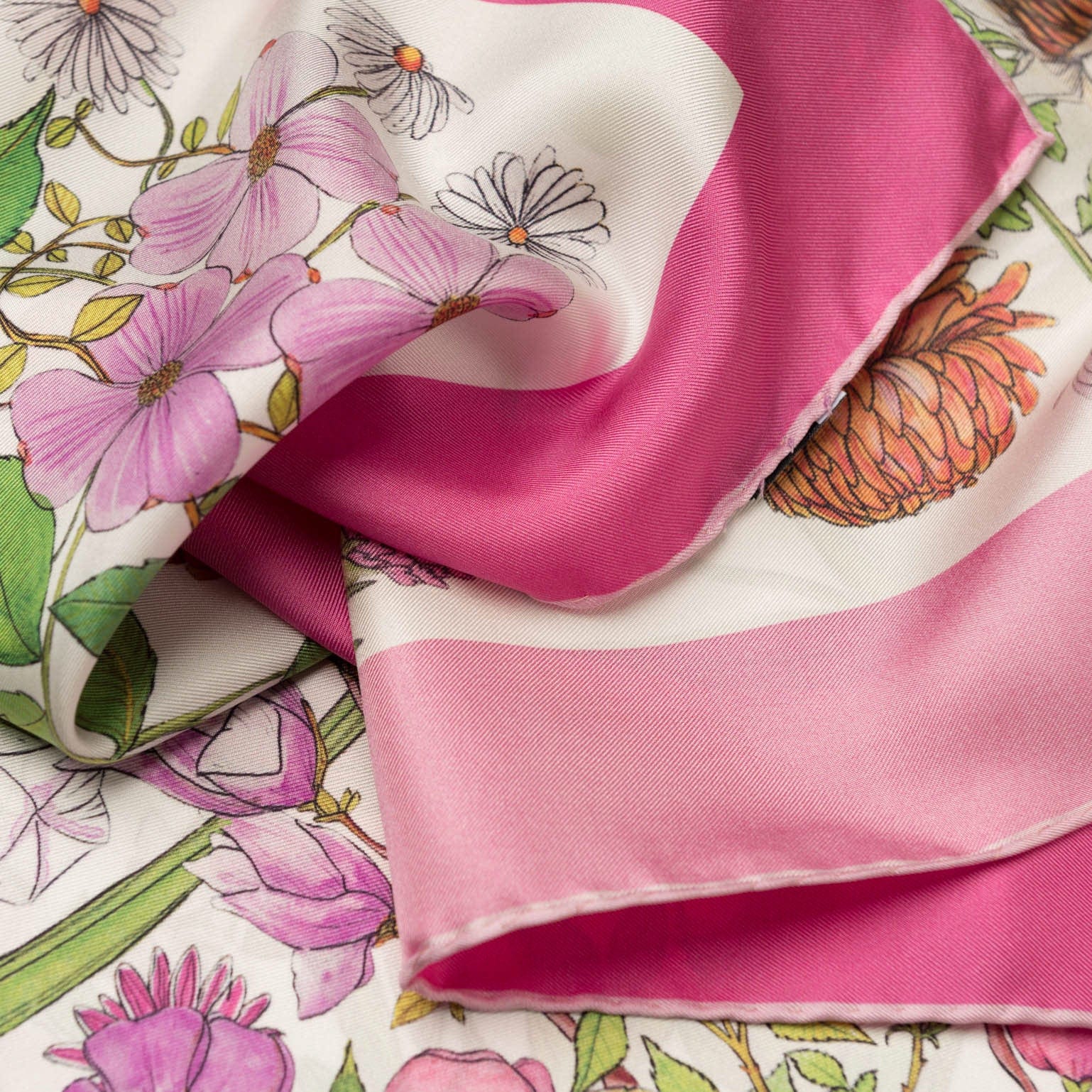Flora - Silk Foulard - Pink