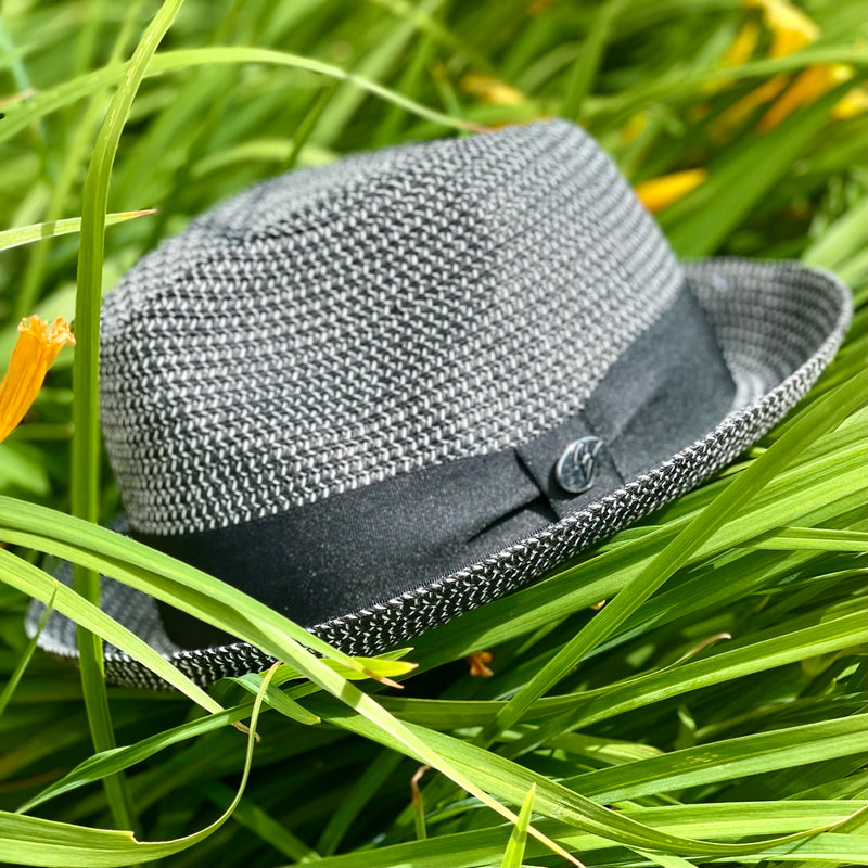 Bentley "Dominic" Stingy Brim Hat (Black/White)