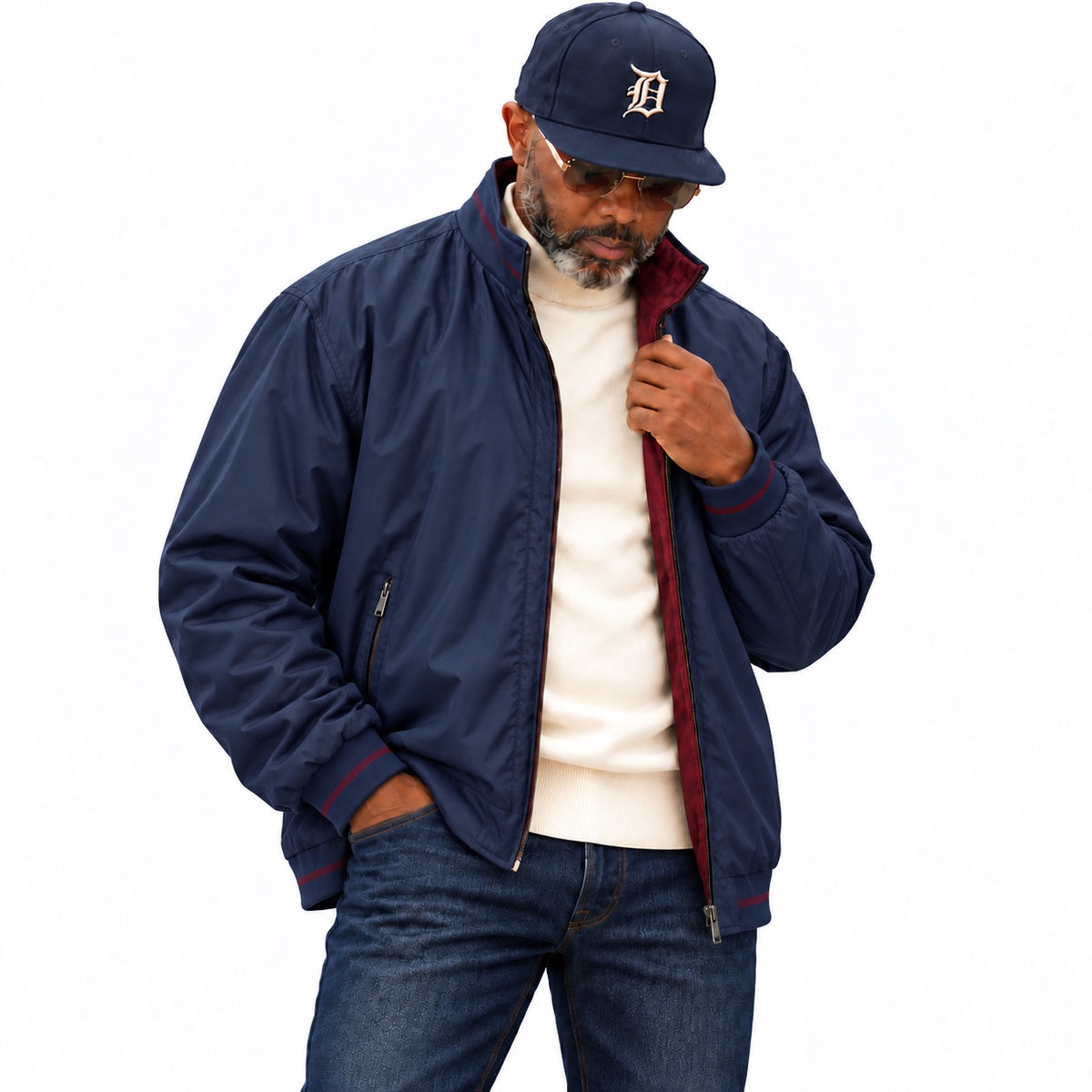 Enzo Reversible Car Coat Burgundy/Navy