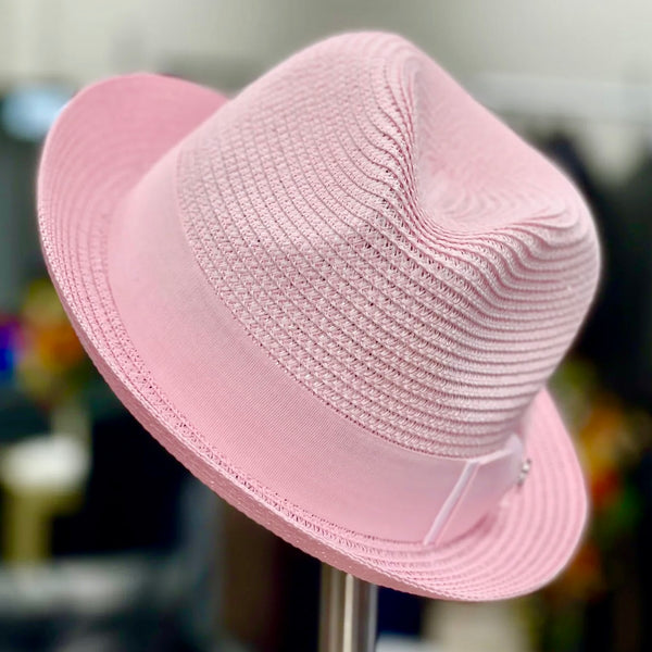 Bentley "Gino" Stingy Brim Hat (Pink/White)