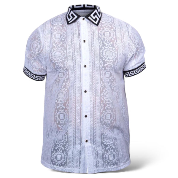 Prestige Lace Greek Key Shirt (White) 575