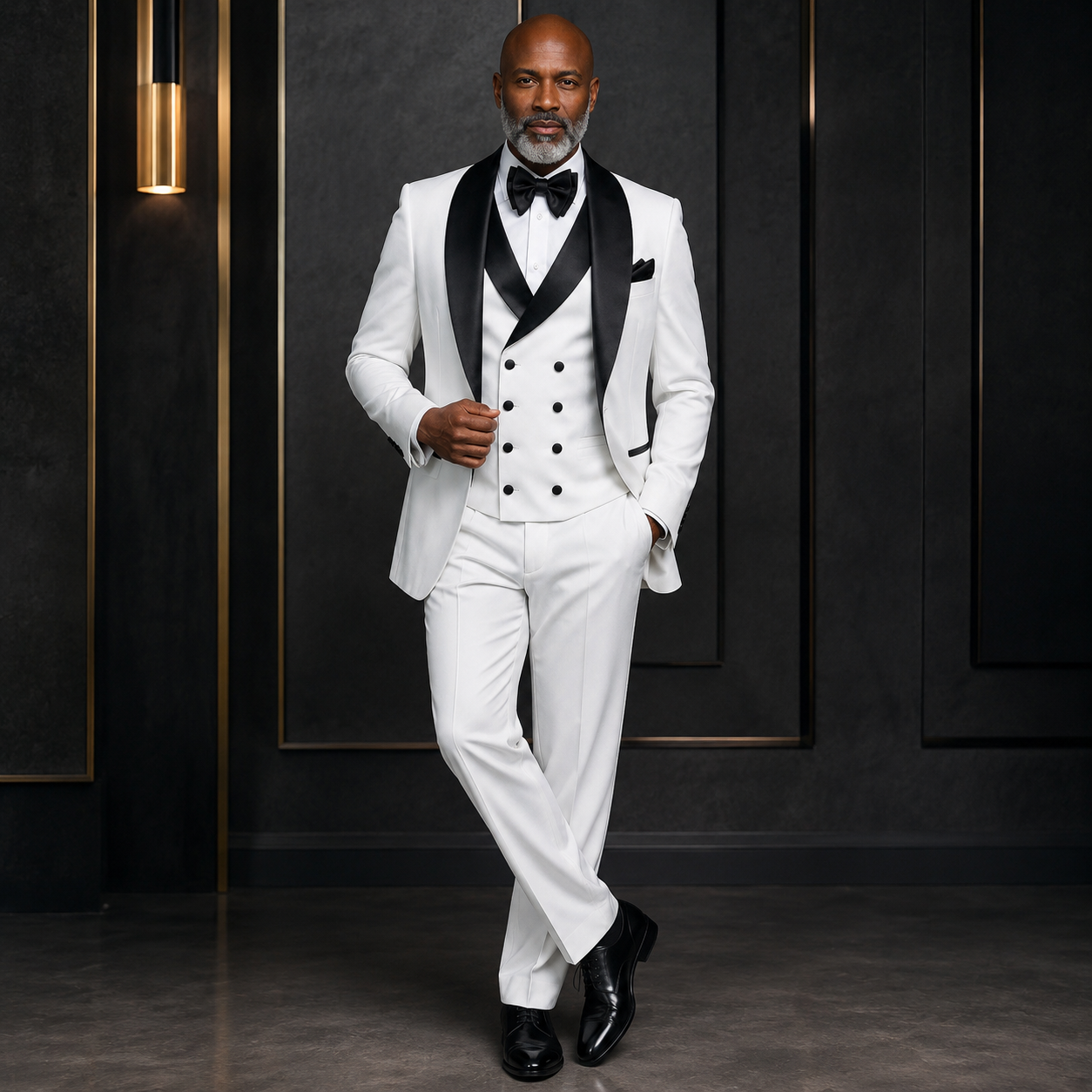 Rossi Man 3 Piece Tuxedo - Black/White RM1960