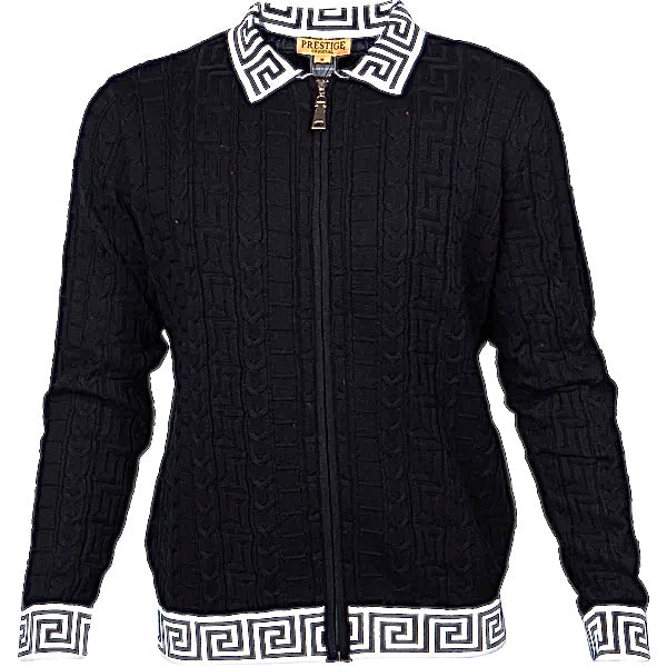 Prestige Full Zip + Side Pocket Zip Sweater (Black) 459