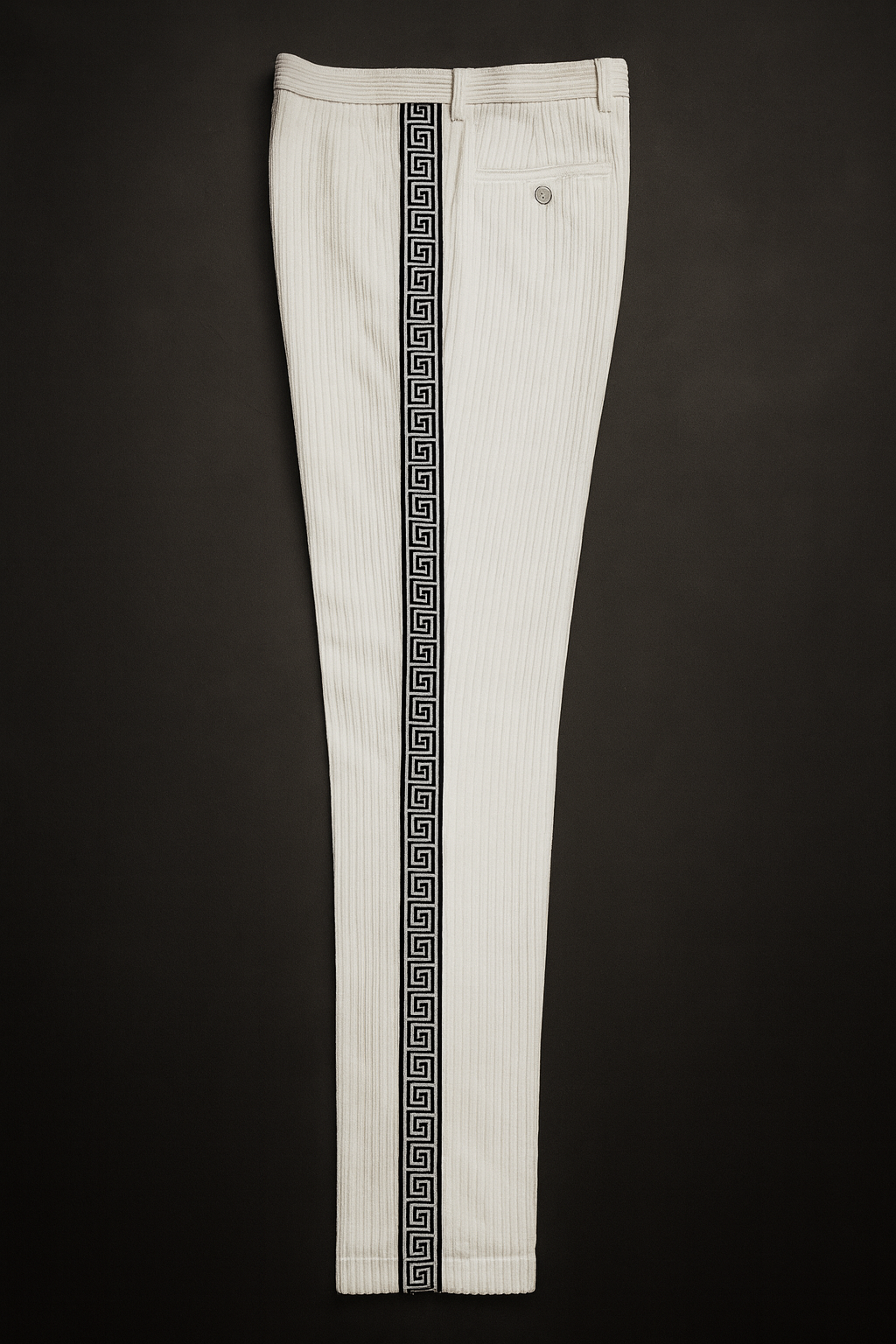 Prestige Greek Key Corduroy Pant (White/Black)