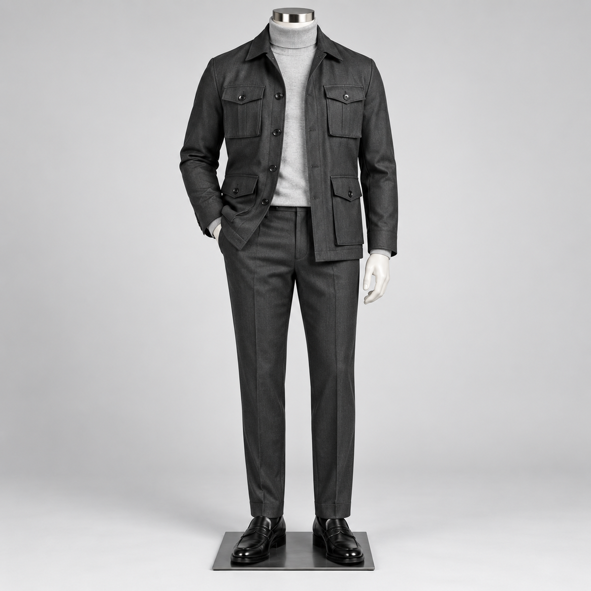 Robert Lewis Safari Jacket & Pant Set - Gunmetal Black