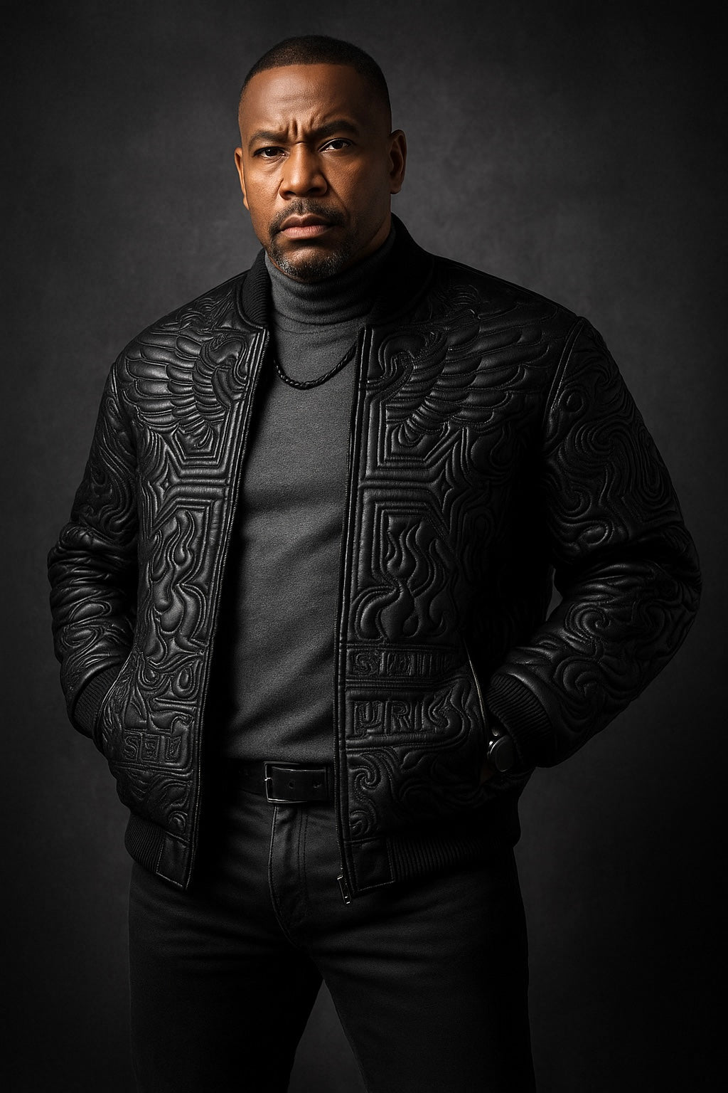 Graphic Bomber Jacket (Black)