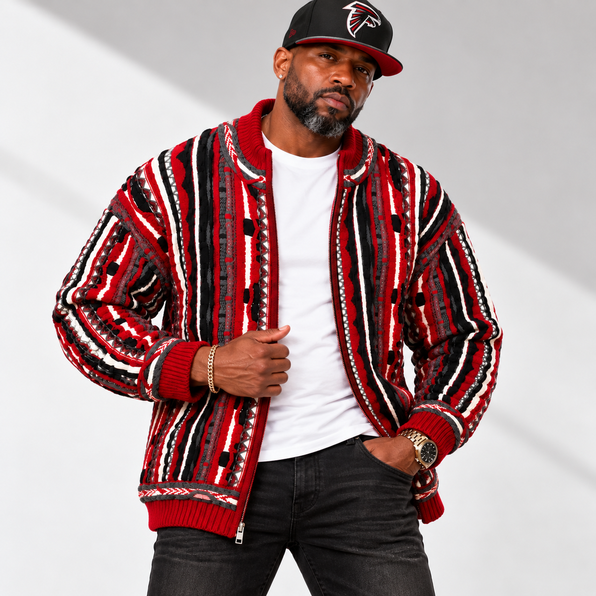Silversilk Luxury Knit Zip Sweater: Red
