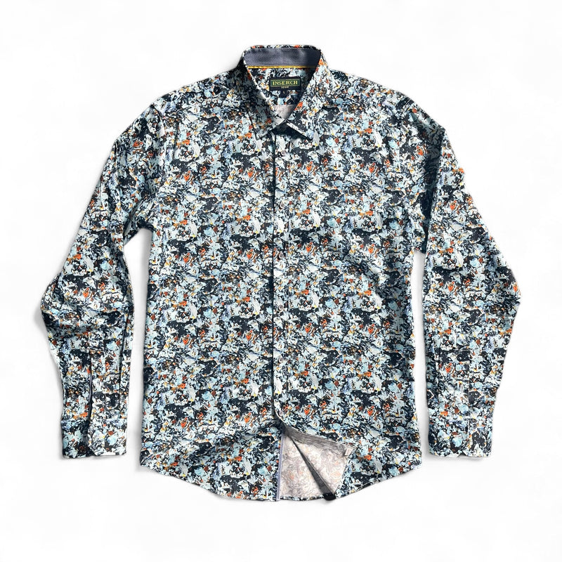 Inserch "Floral" Button up L/S (Bright Blue) 169