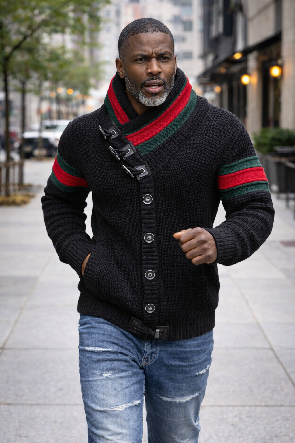 Lcr High Collar Sweater (Black/Red/Green) 00012C5