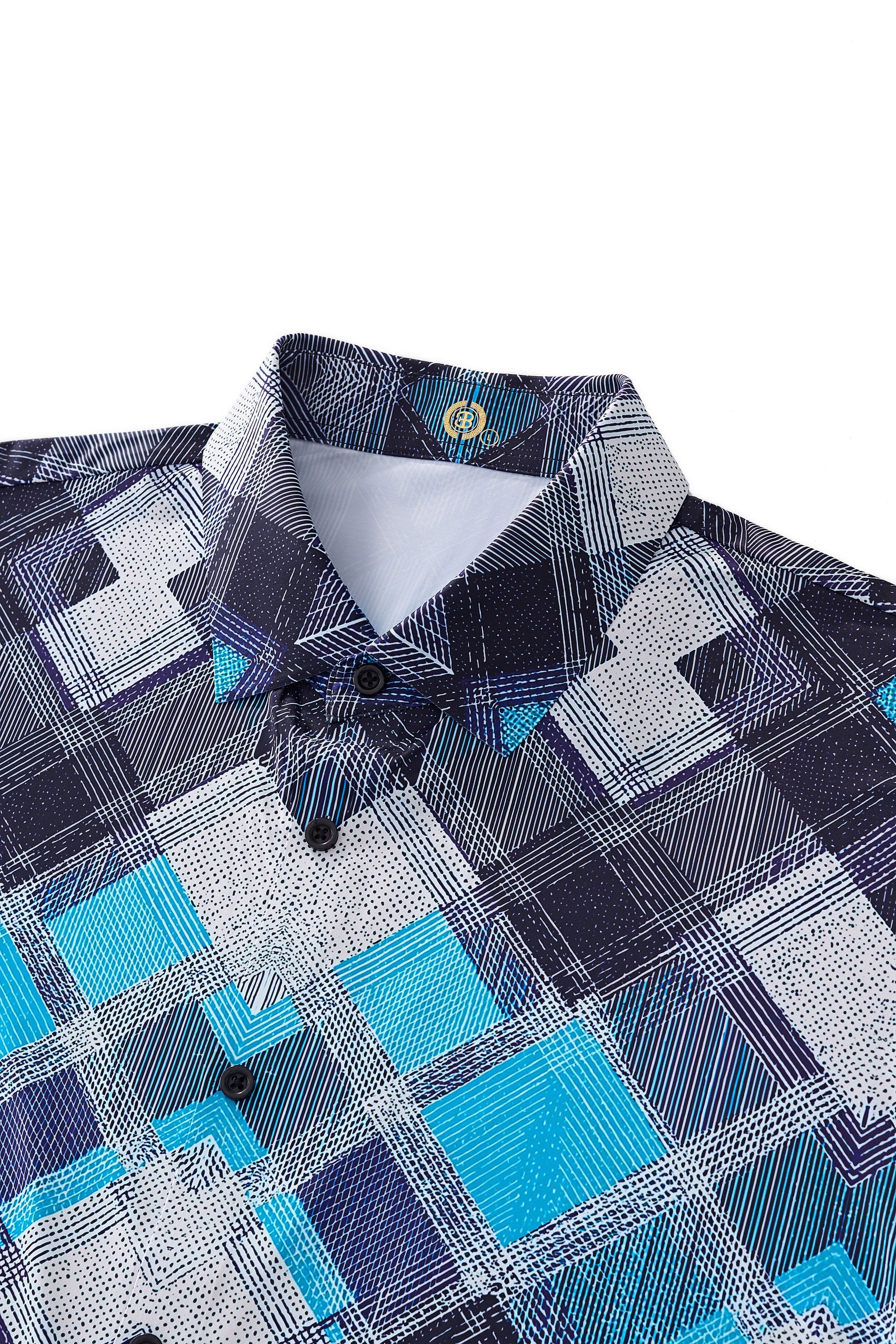 Diamond Plaid Stretch Shirt – El Baron BLUE