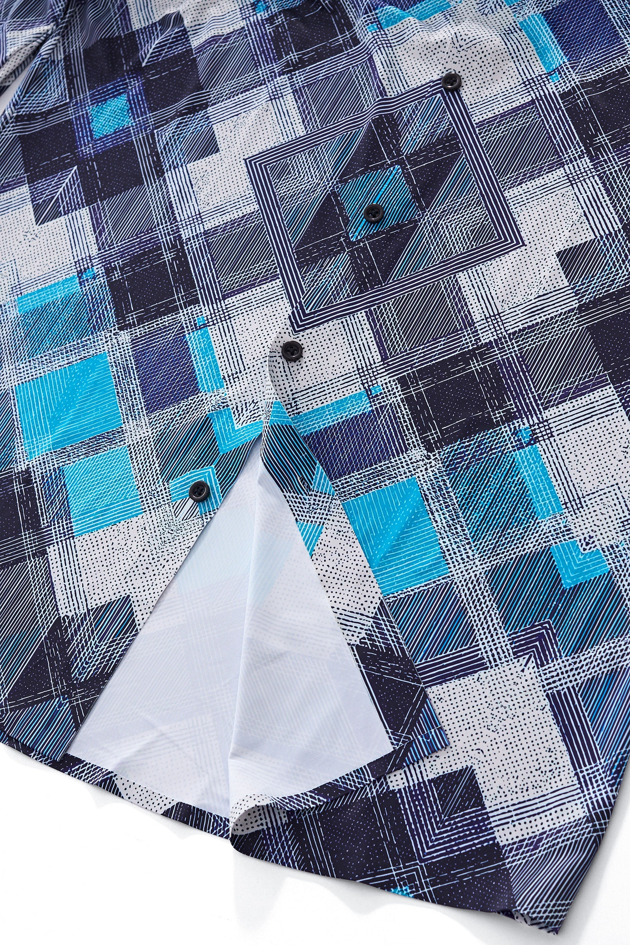 Diamond Plaid Stretch Shirt – El Baron BLUE