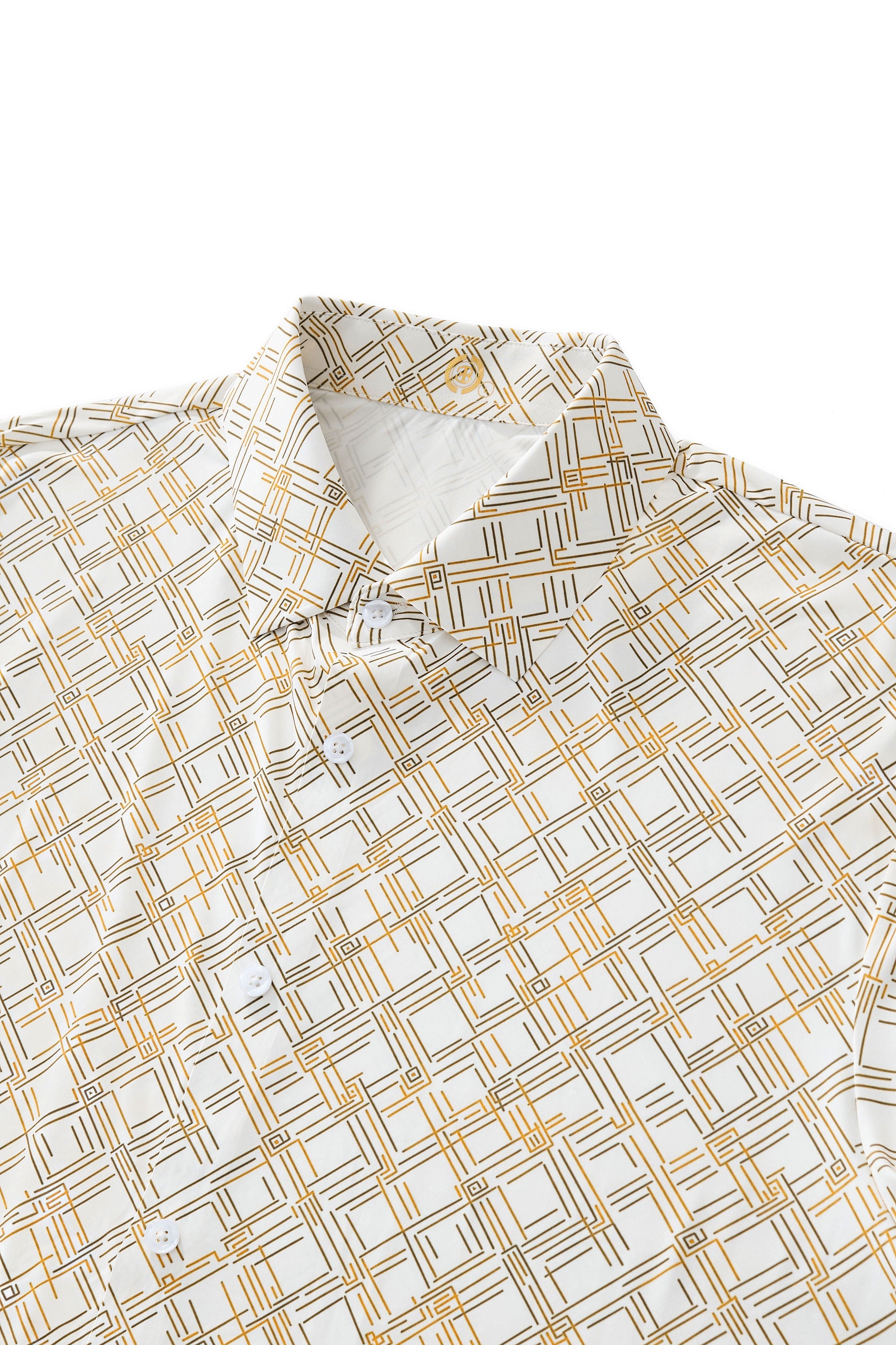 Seamless Geo Print Shirt – El Baron WHITE