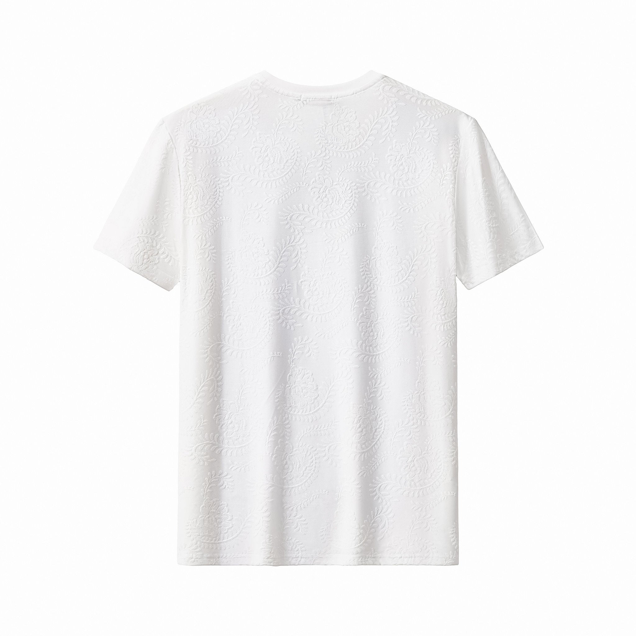 Embossed Paisley Tee – El Baron WHITE