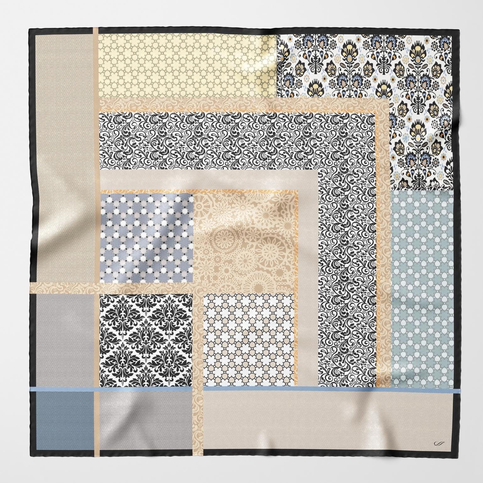 Dafne - Silk Scarf Shawl - Beige & Grey