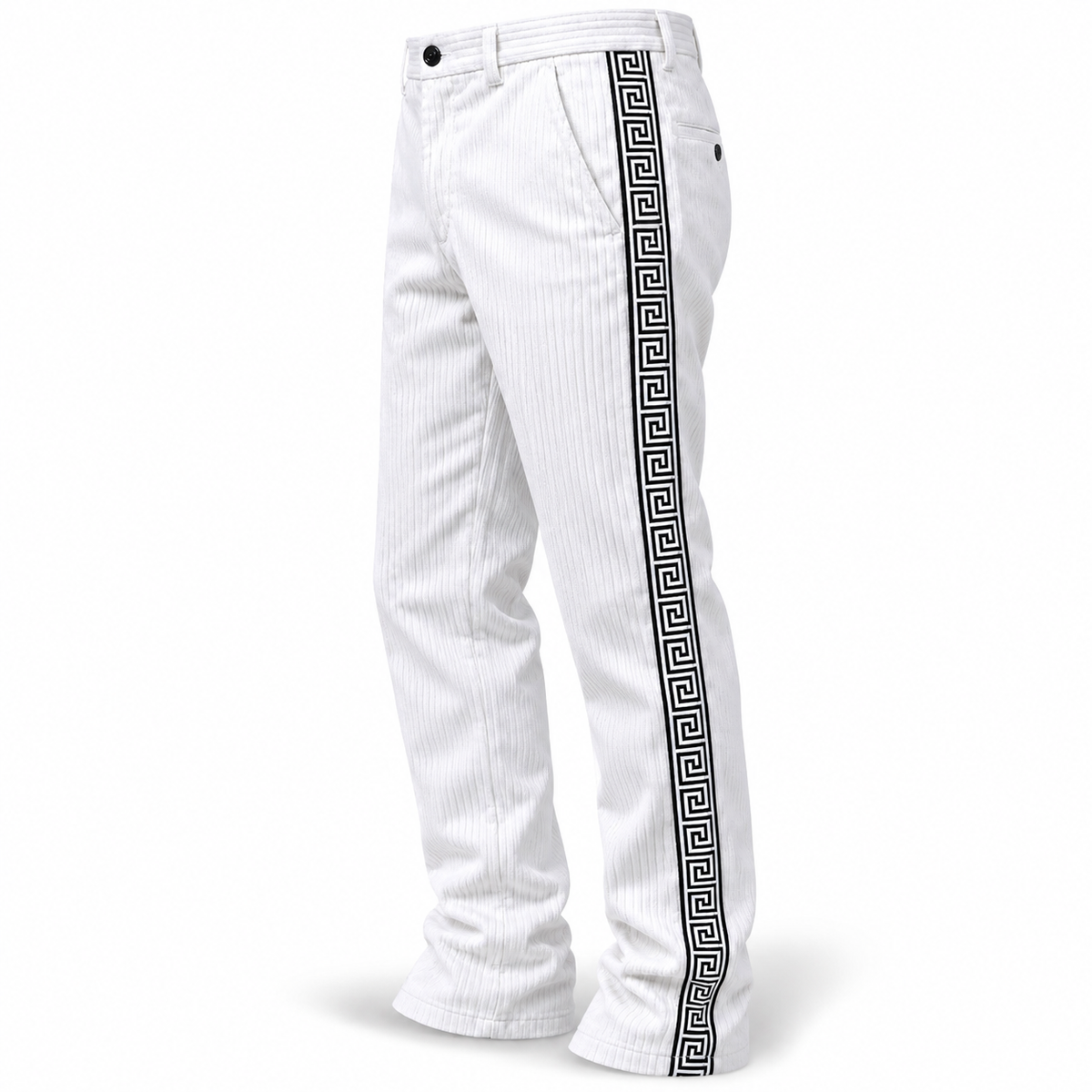 Prestige Greek Key Corduroy Pant (White/Black)