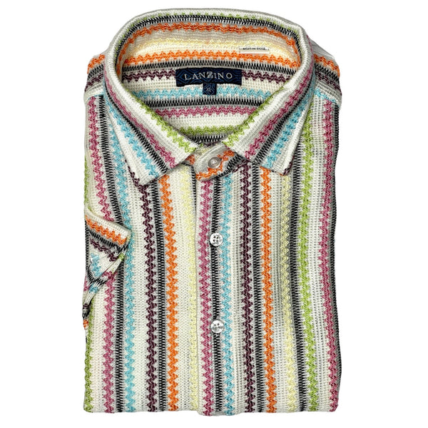 Lanzino "Woven" Short Sleeve Shirt (Multi) 100