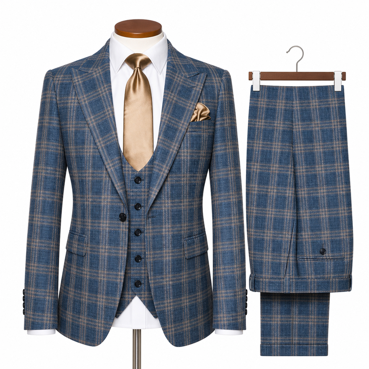 Rossi Man Modern Fit 3-Piece Vested Suit - Dusty Blue 2024