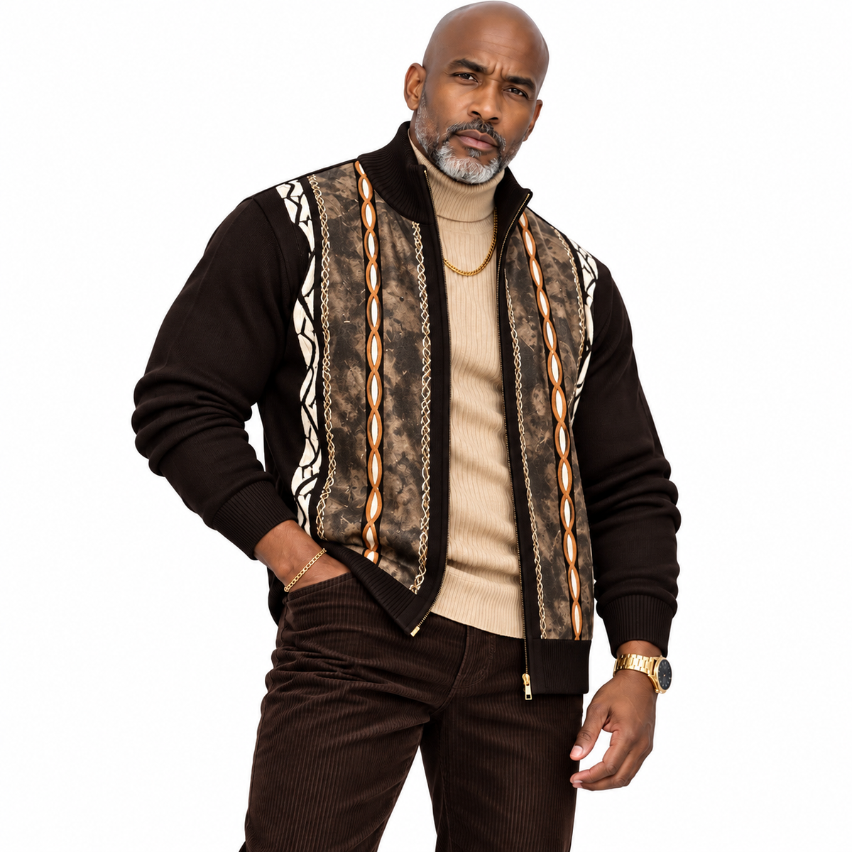 Silversilk Men’s Heritage Sweater: 31001 Brown