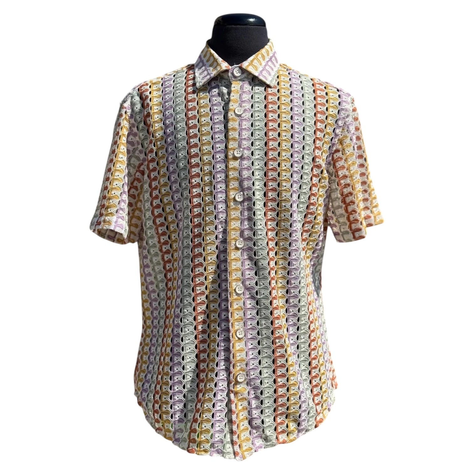Lanzino "Woven" Short Sleeve Shirt (Tan) 120
