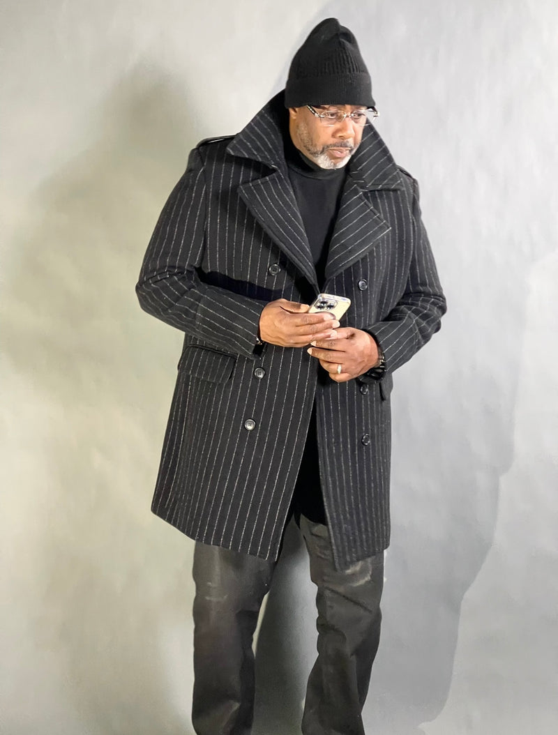 Canuti DB 3/4 Length "Clayton" Peacoat (Black)