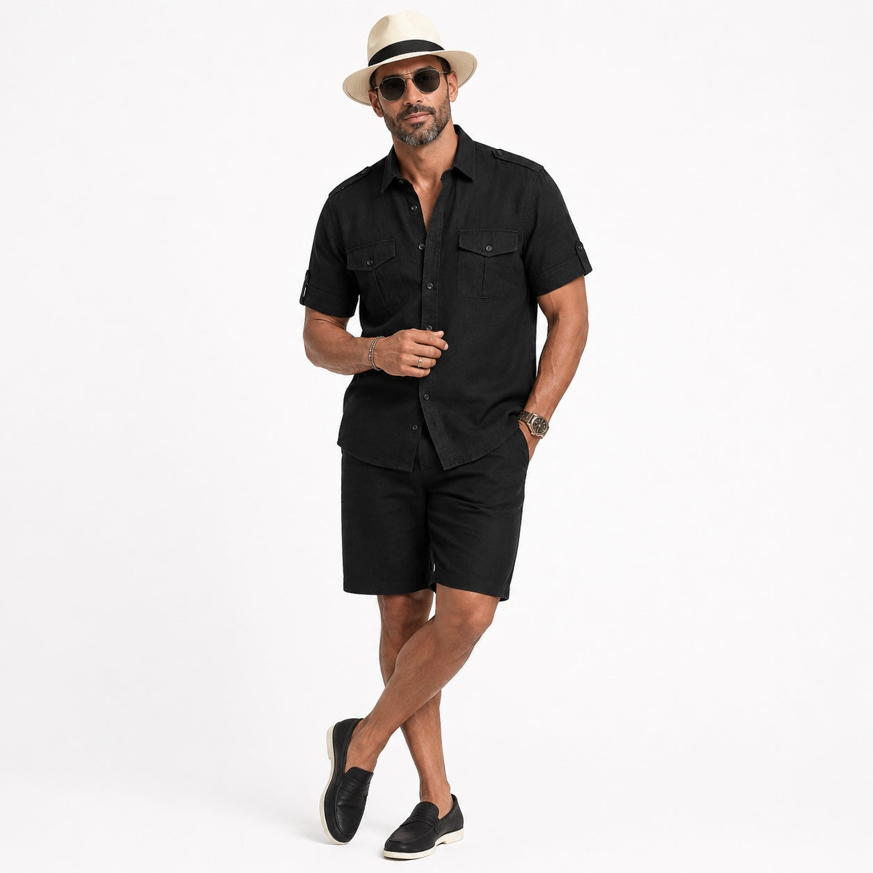 Inserch Military Linen Shirt (Black)