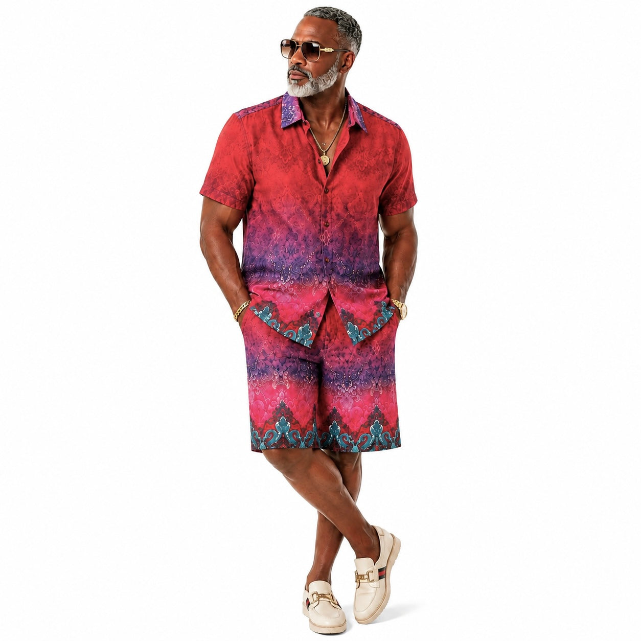 Lanzino Luxury Short Set (Coral) 756
