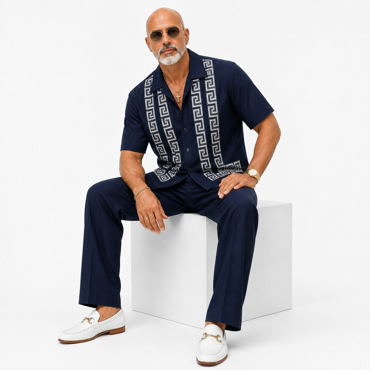 Silversilk Men’s 2-Piece Walking Suit – Knit Set – Navy 21019