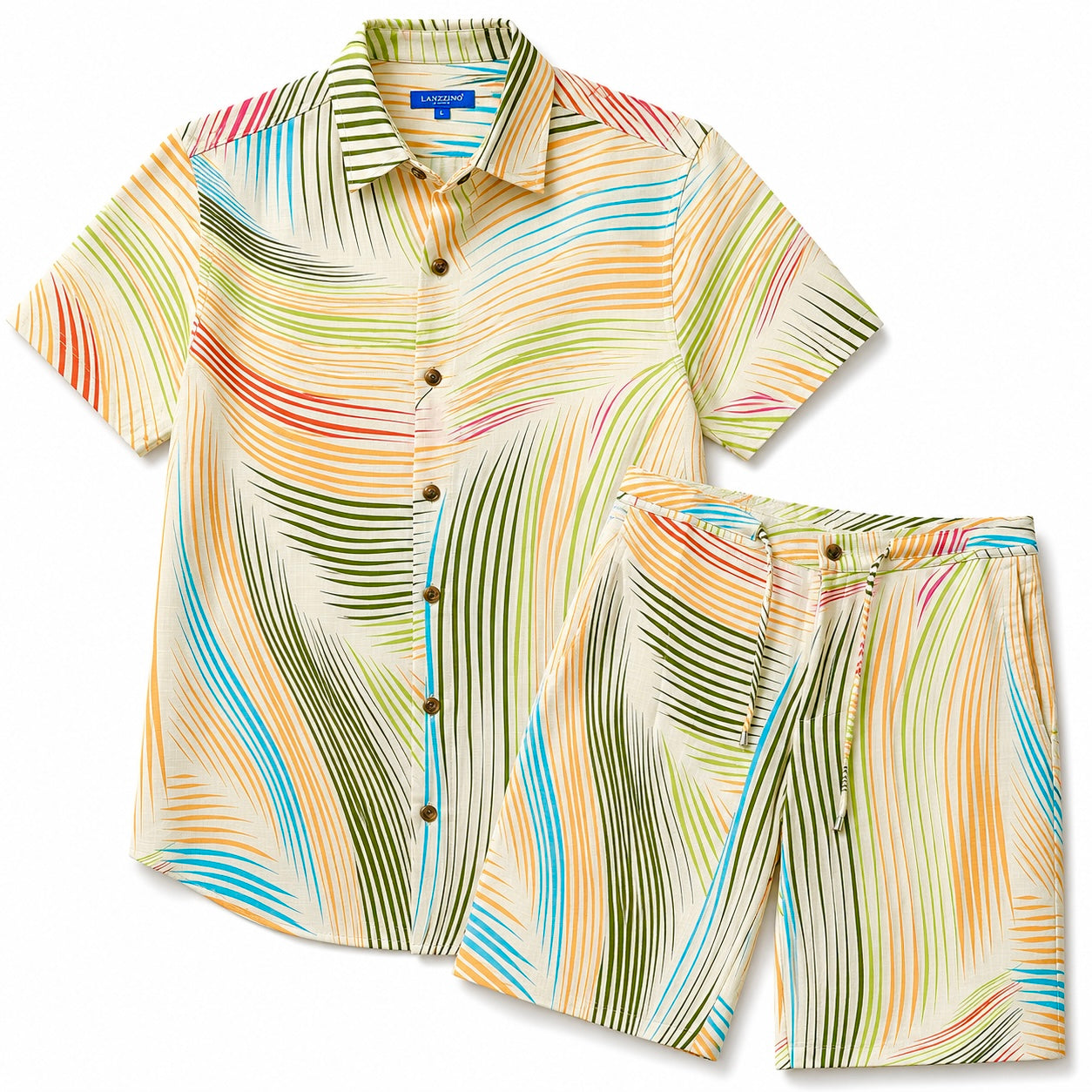 Lanzino Short Set Yellow Multi Color
