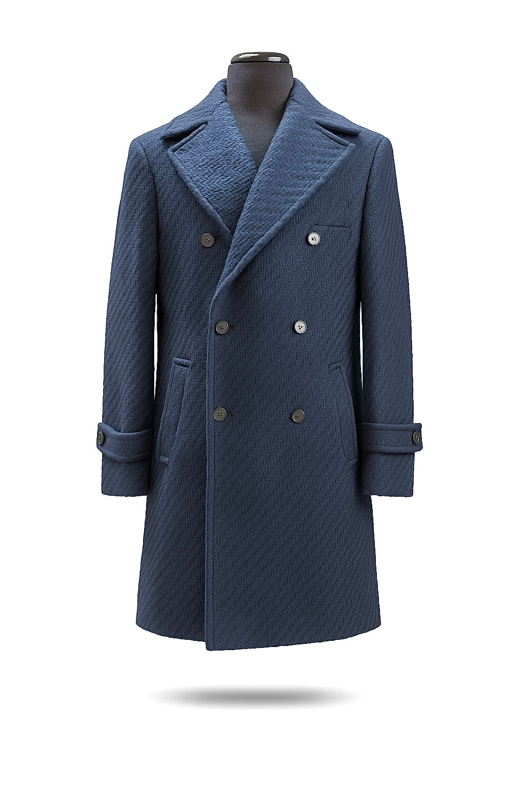 Cigar "Caskade" 3/4 Length Woven DB Peacoat (Midnight Navy)
